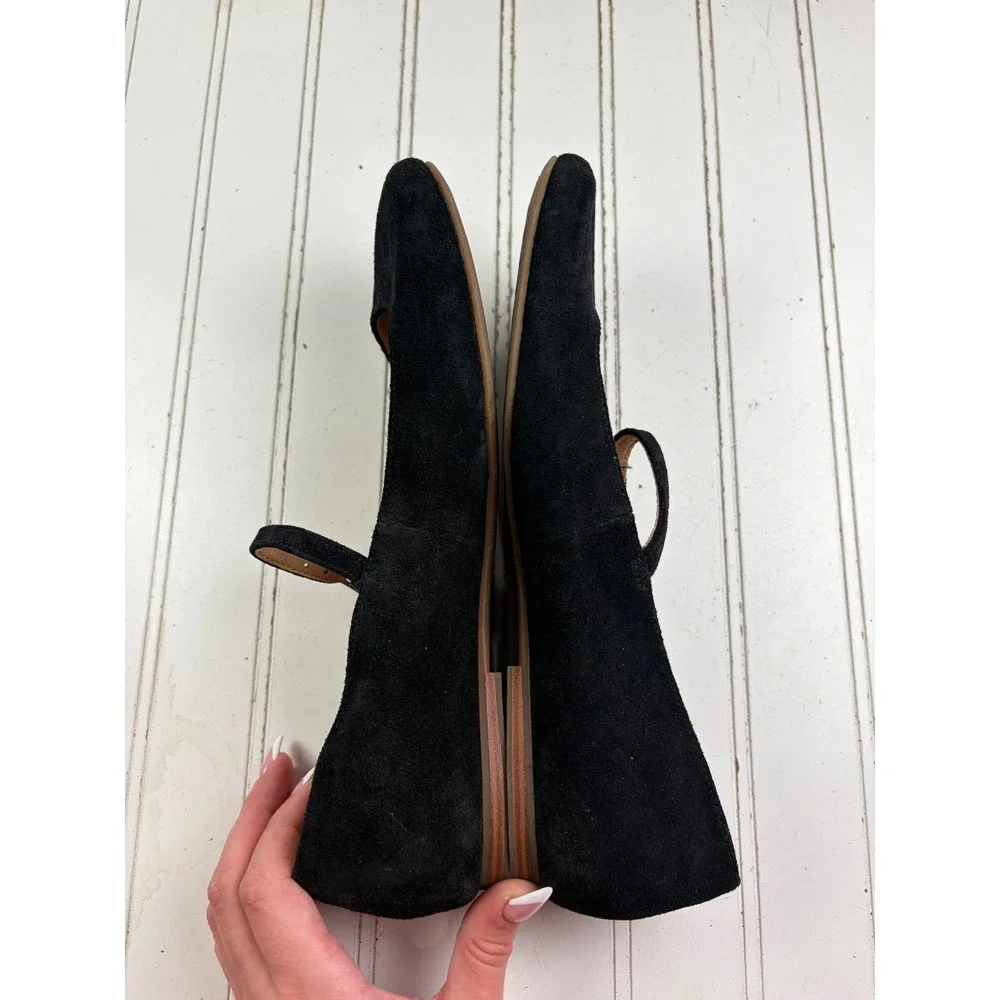 Crown Vintage Y2K Black Suede Mary Jane Flats Square Toe Women's Size 9.5M